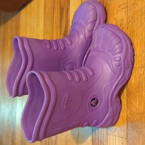 Crocs purple rain boots